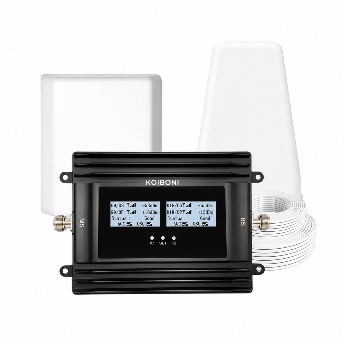 KOIBONI Pro 5G Cell Booster (1x Outdoor & 2x Indoor Antennas) — KOIBONI branded product image