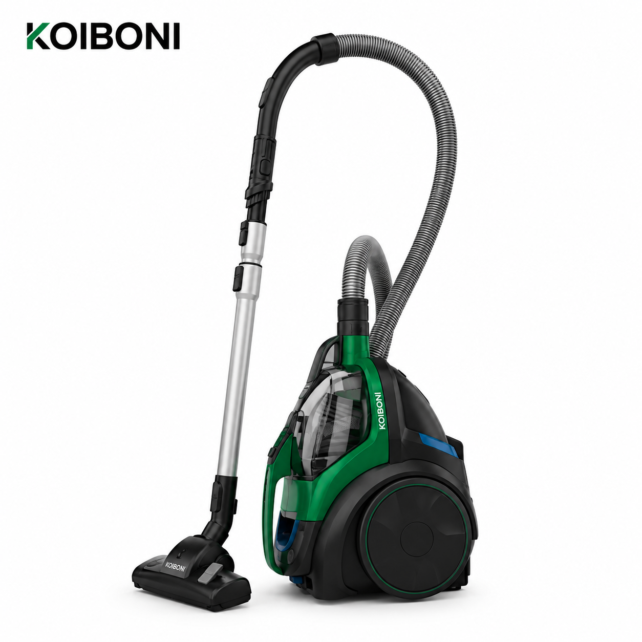 KOIBONI PowerClean X1 bagless vacuum cleaner with a sleek design, showcasing its lightweight body and easy-to-empty dust container.