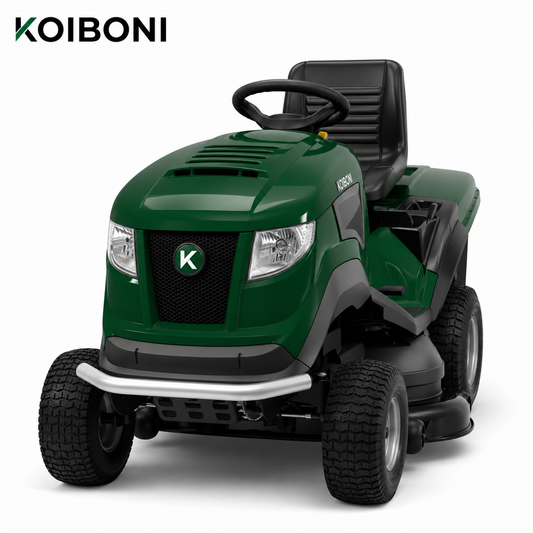 KOIBONI ProCut 2200H 620cc ride-on lawn mower with large cutting deck and ergonomic seat, suitable for residential lawns.