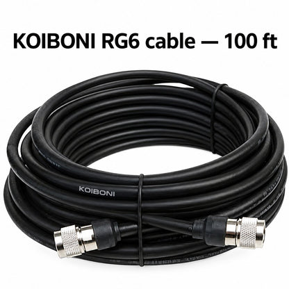 KOIBONI RG6 coaxial cable with N-type connectors — 100 feet
